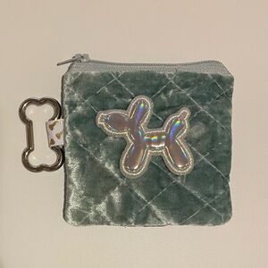 White Pooch Clip-On Quilted Velvet Pouch